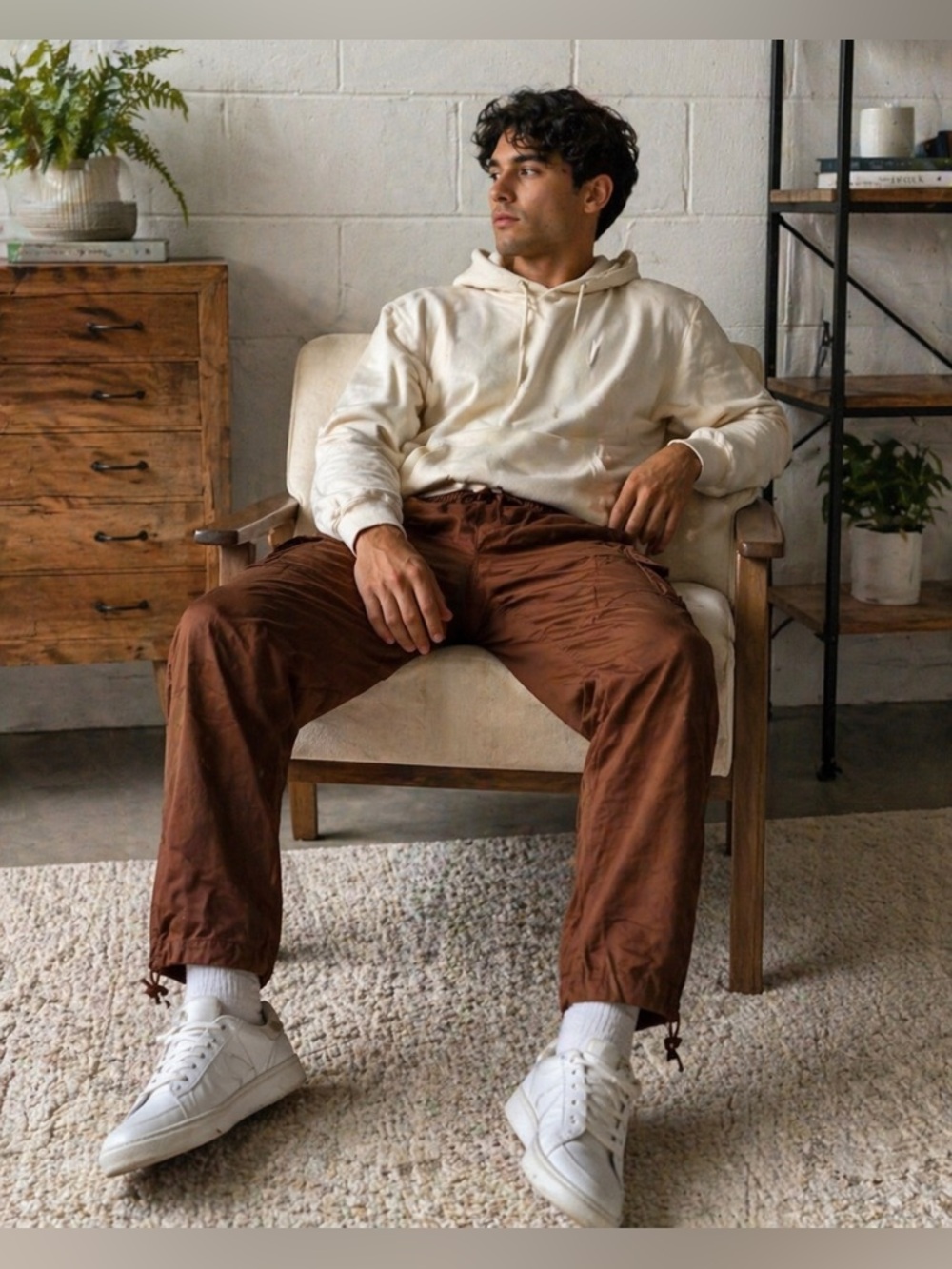 🆕 CSG Cargo Pants Men’s S, M Brown Stretch Drawstring Utility Pants 30” Inseam
